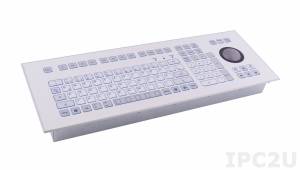 TKS-105c-TB50oF80-M_L-EP-PS/2 Встраиваемая промышленная IP65 клавиатура с защитой краев, 105 клавиш, трекбол 50 мм, USB