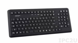 TKG-105-MED-IP68-BLACK-PS/2 Настольная силиконовая IP68 клавиатура с антибактериальным покрытием, 105 клавиш, PS/2, черная